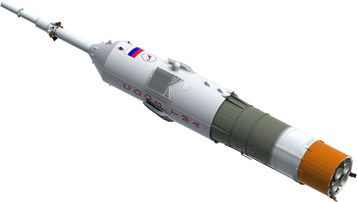 Третья ступень ракеты-носителя "Союз-У" с космическим кораблем "Союз-ТМА"